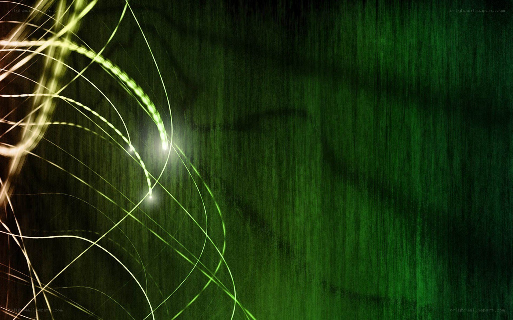 Green light streaks on dark background