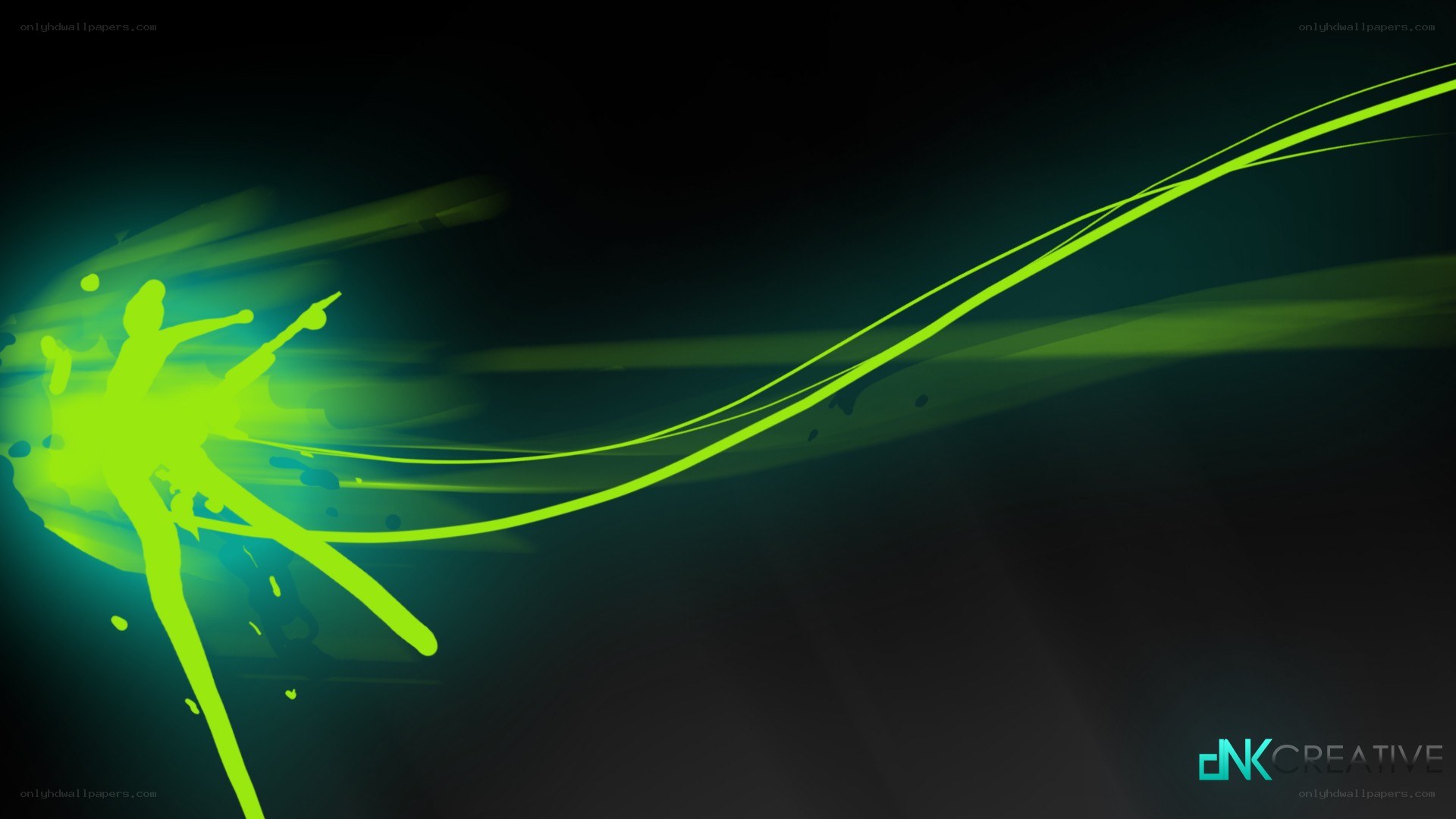 green light streaks on dark background