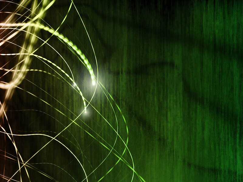 Green light streaks on dark background