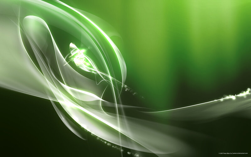 Green light swirl abstract