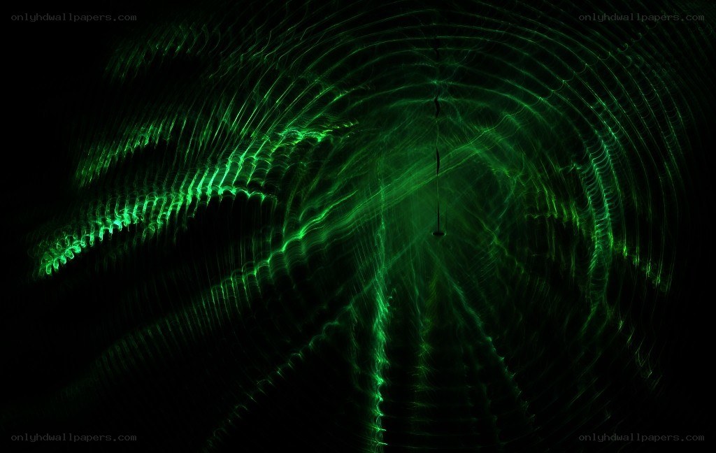 Green light trails in motion