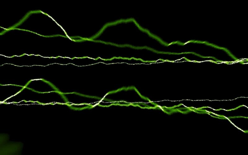 green light trails on black