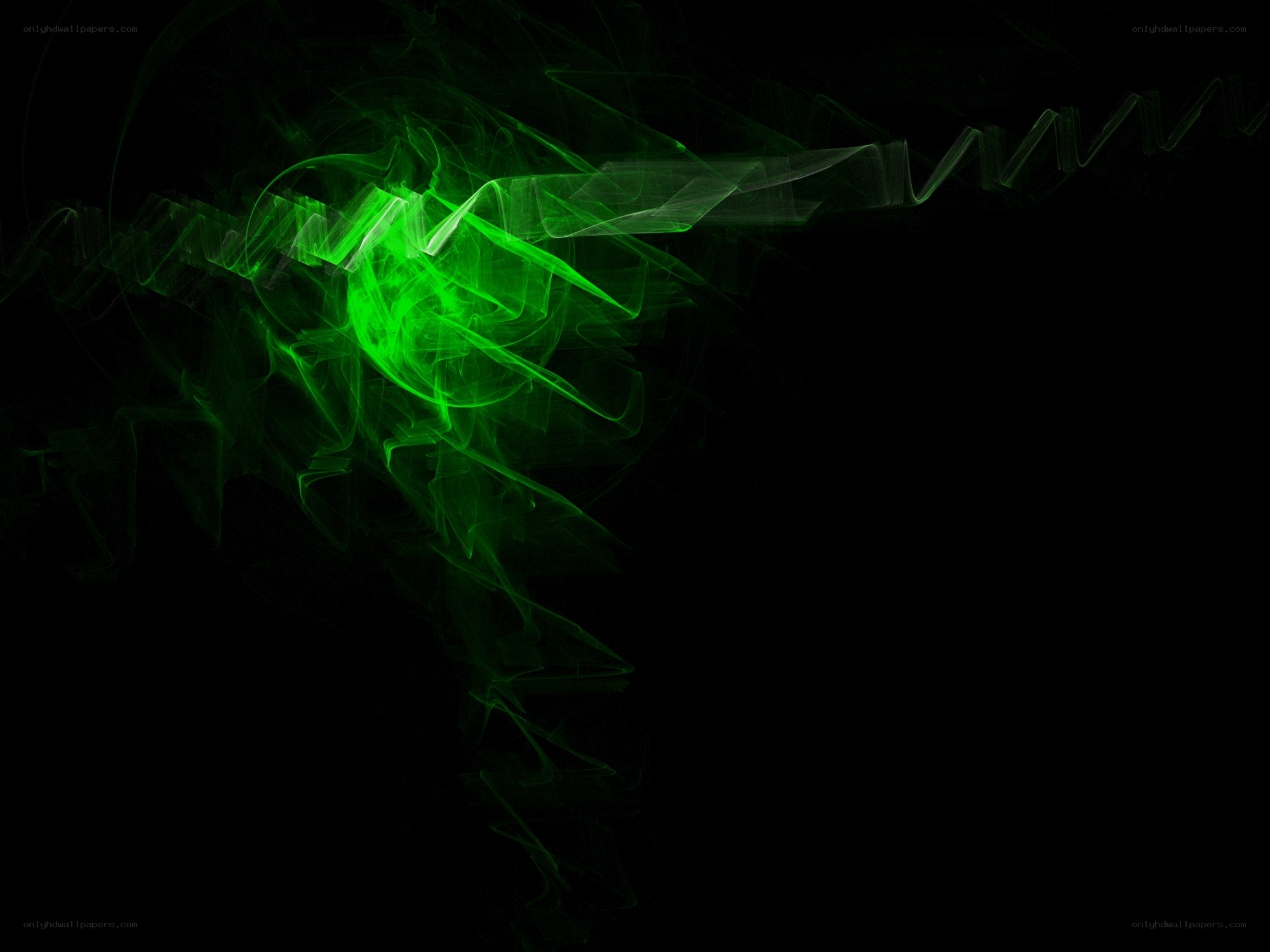 green light trails on black