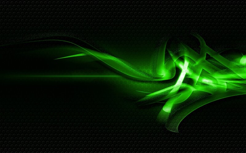 Green Light Waves — Black, Dark, Digital Art