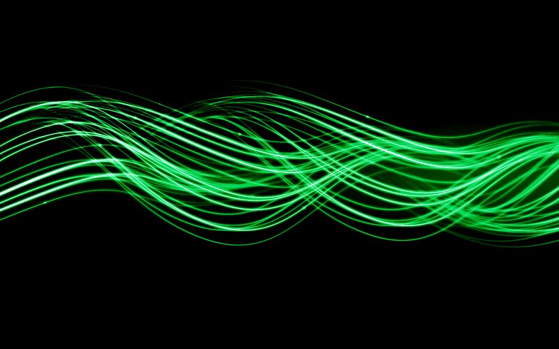 Green Light Waves — Dynamic, Abstract, Light Trails