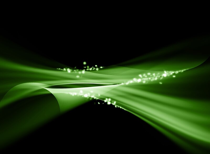 Green Light Waves — Dynamic, Abstract, Particles, Dark Background