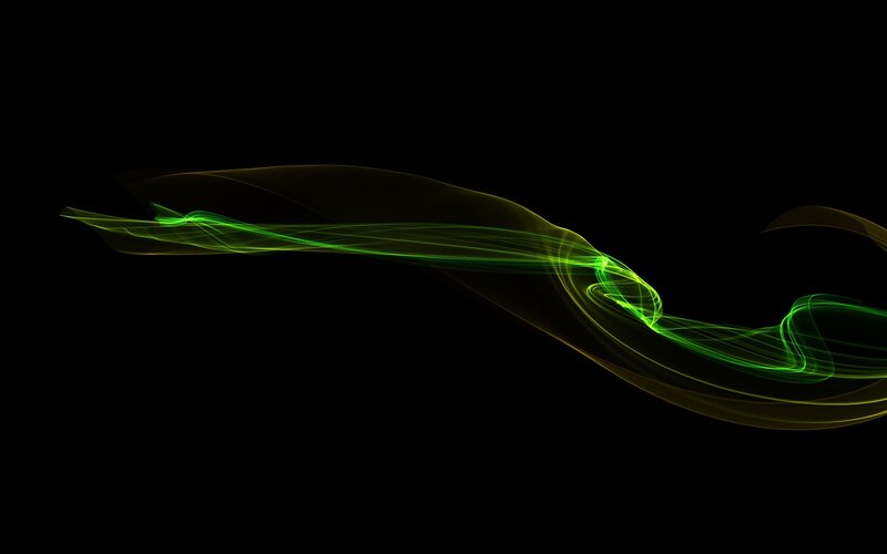 Green light waves on black