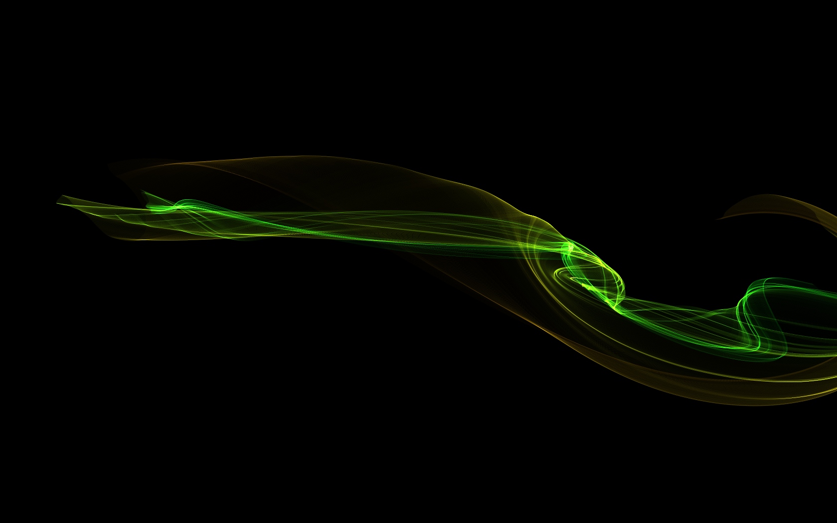 Green light waves on black