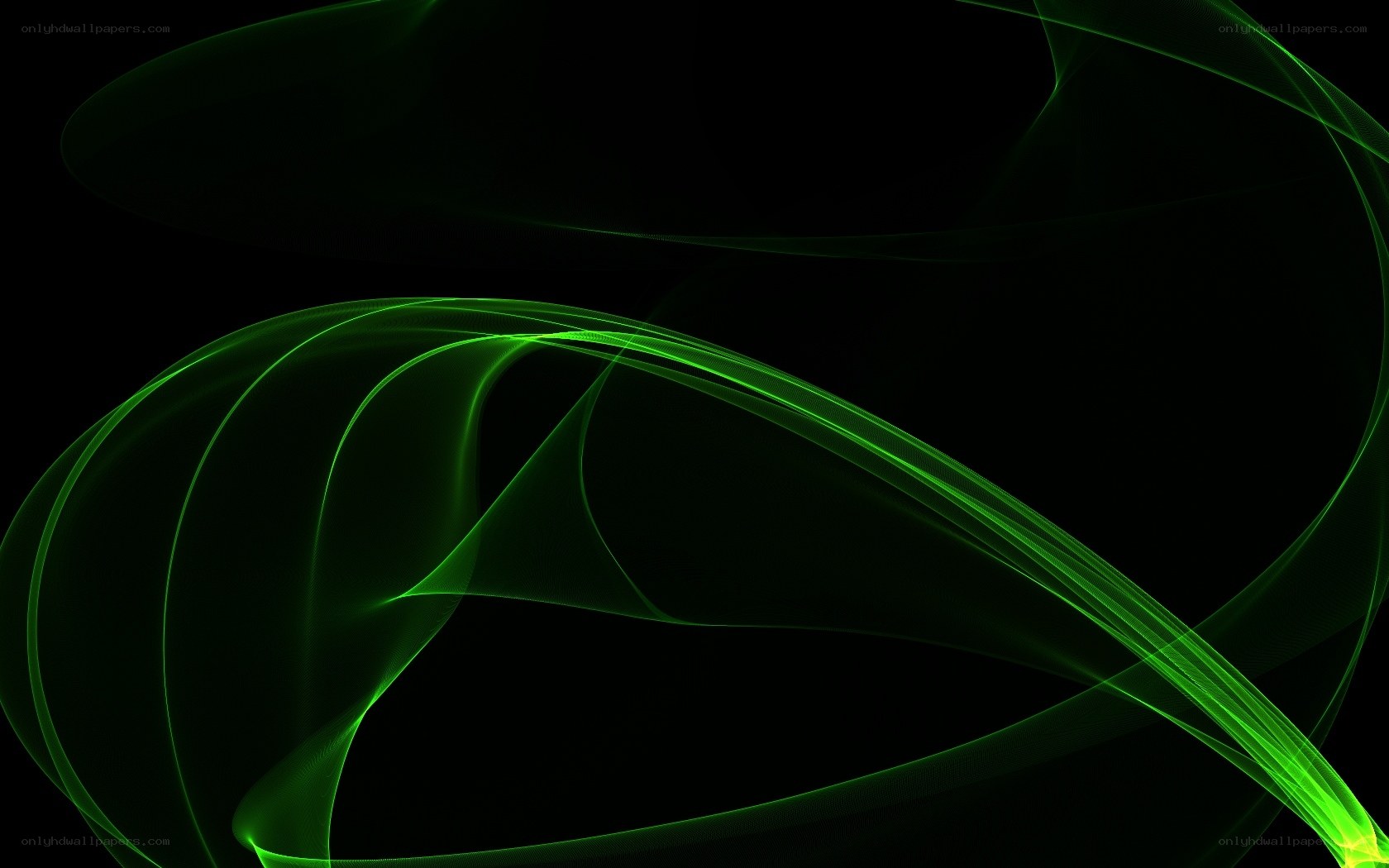 Green light waves on black
