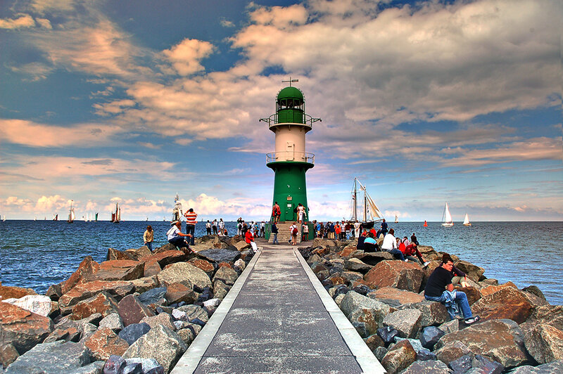 Green Lighthouse on Pier