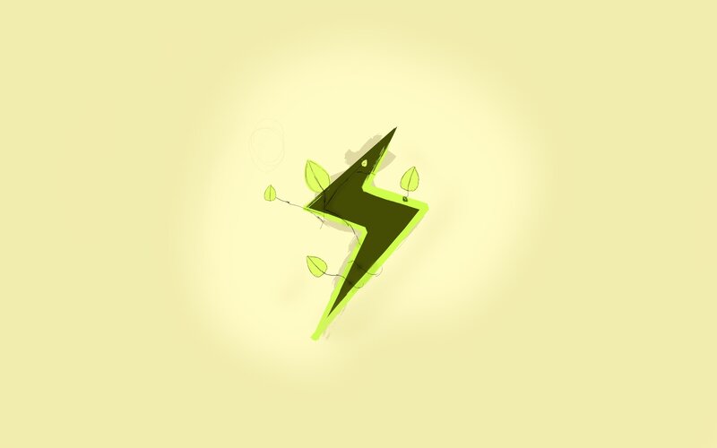 green lightning bolt with leaves