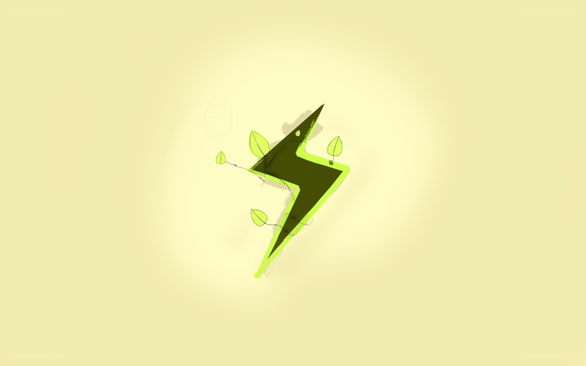 green lightning bolt with leaves