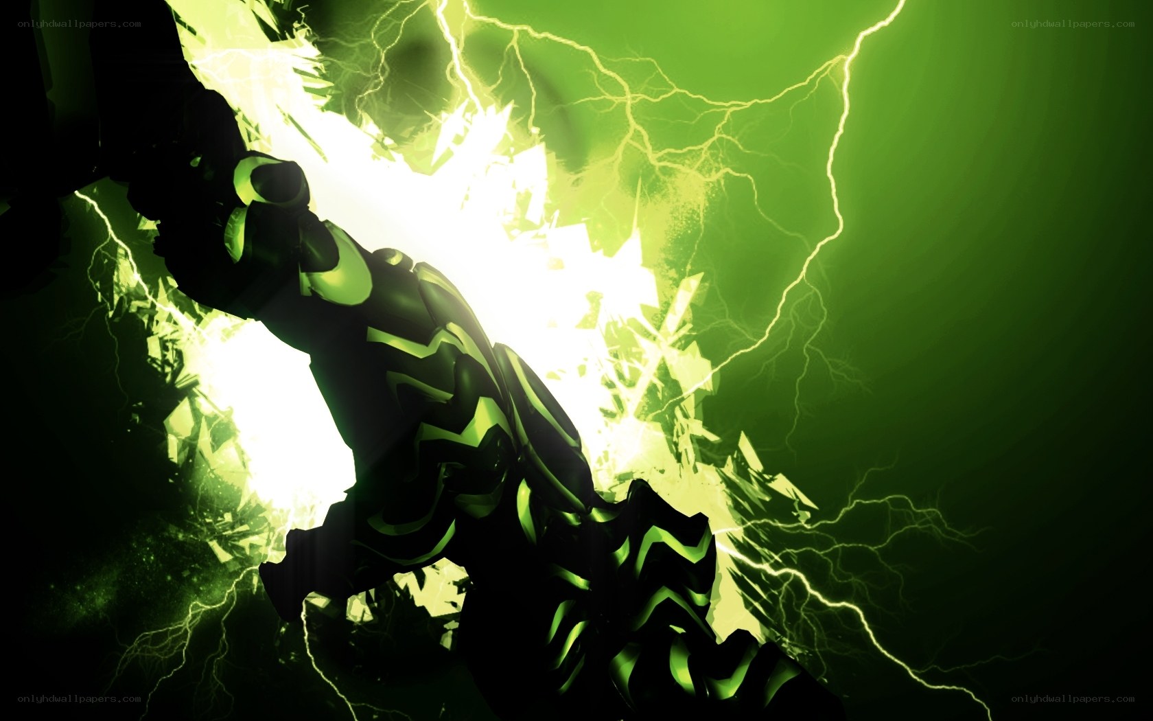 green lightning energy blast