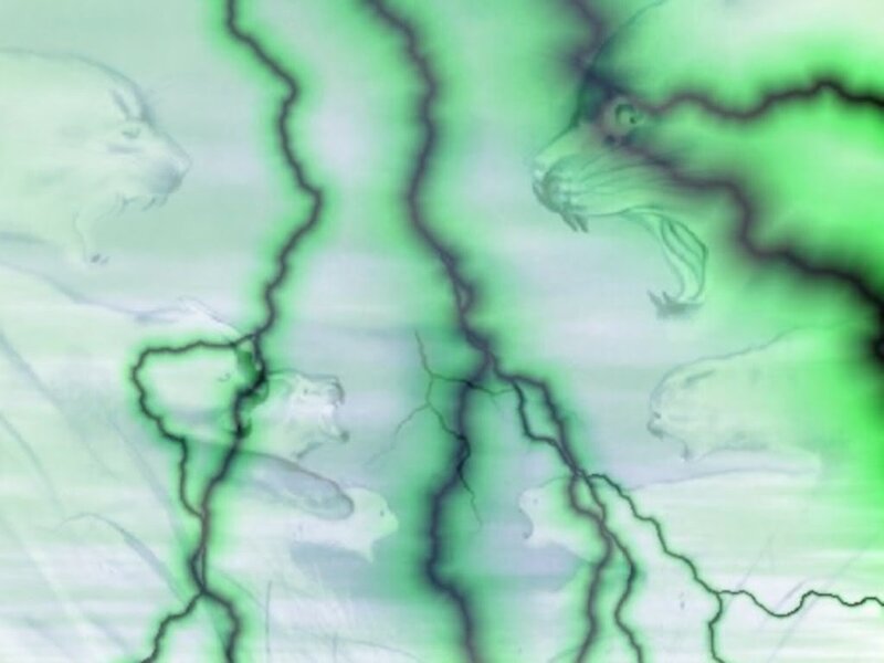 green lightning with animal spirits