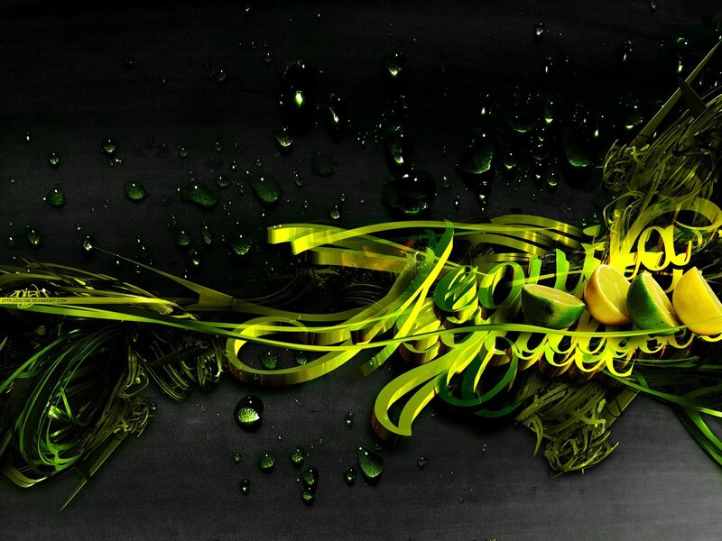 green lime text design
