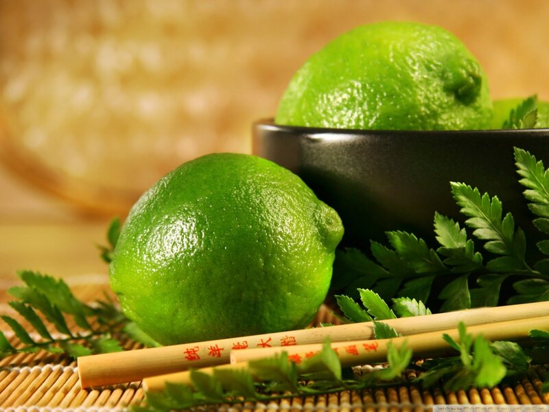 Green Limes on Mat — Calm