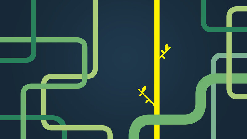 green lines on dark background