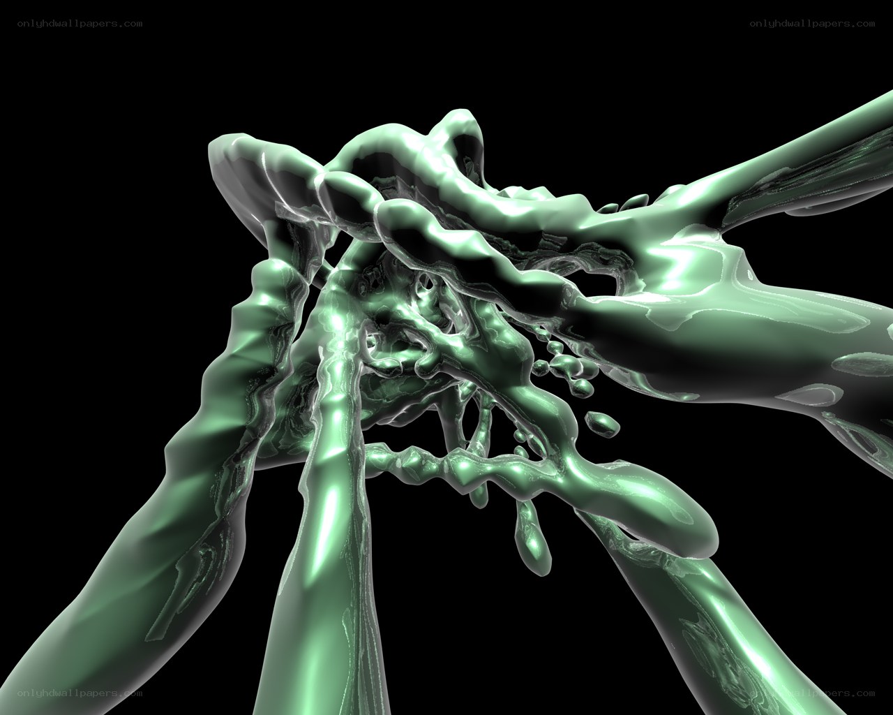Green liquid abstract sculpture