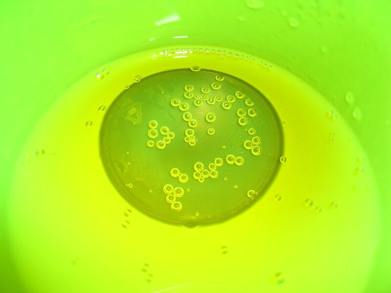 Green Liquid Bubbles — Calm, Photograph, Container