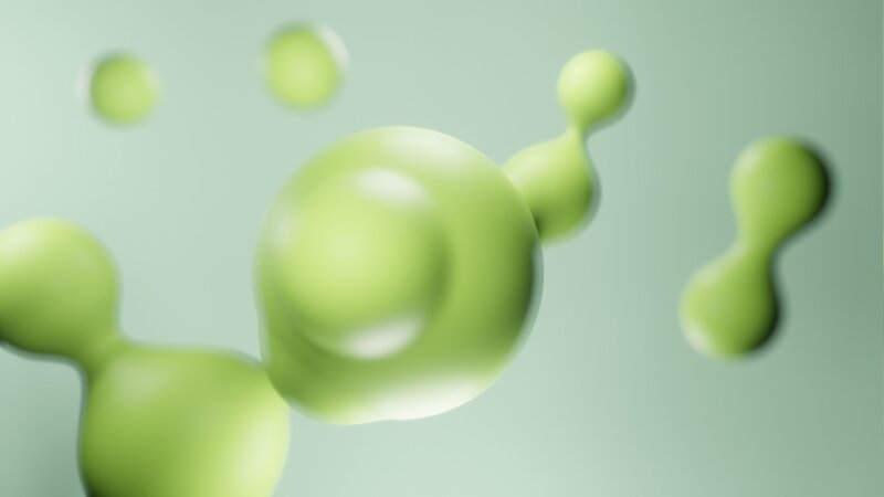 Green Liquid Droplets — Calm, 3d Render
