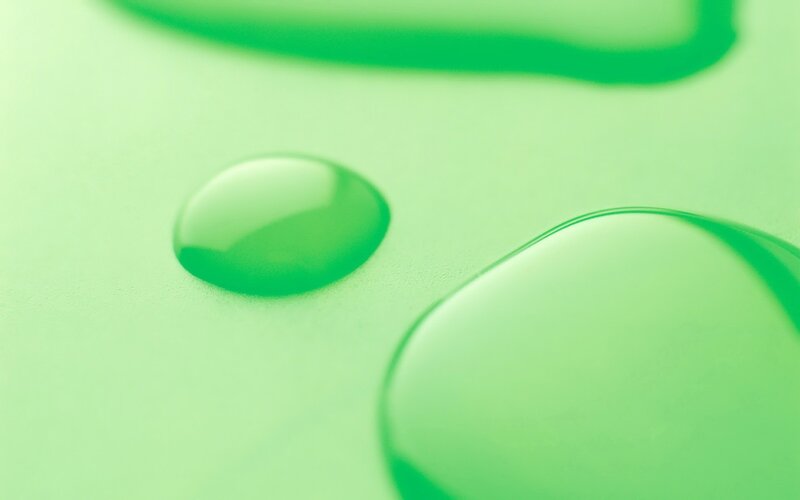 Green Liquid Droplets — Calm, Photograph