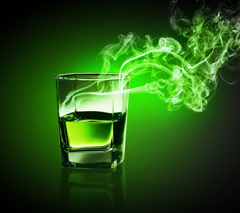 Green Liquid in Glass — Dramatic