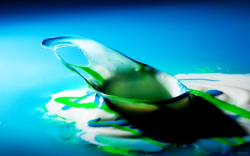 Green Liquid Splash — Blue, Dynamic, Photograph