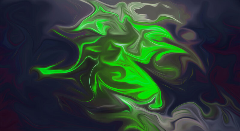 Green Liquid Swirl — Dynamic, Abstract, Dark Background