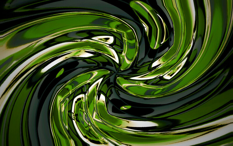Green Liquid Swirl — Dynamic, Abstract, Reflection