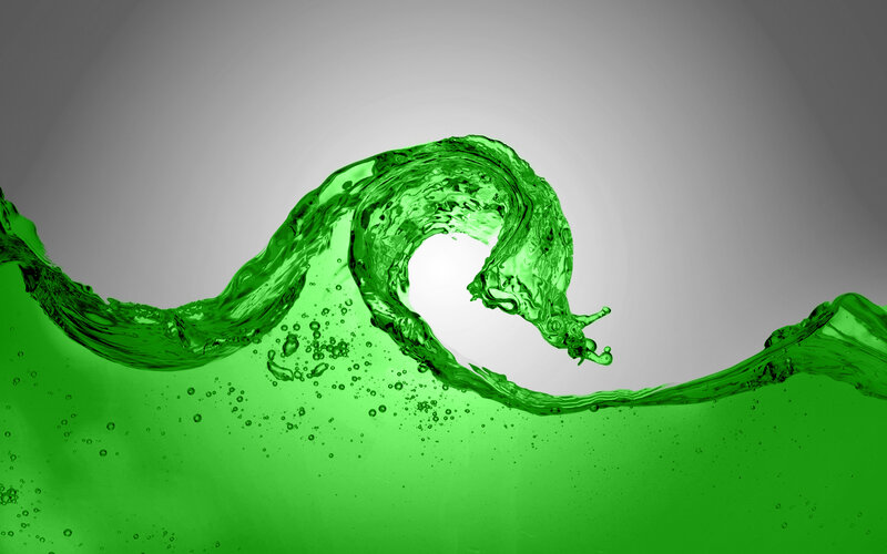 green liquid wave splash
