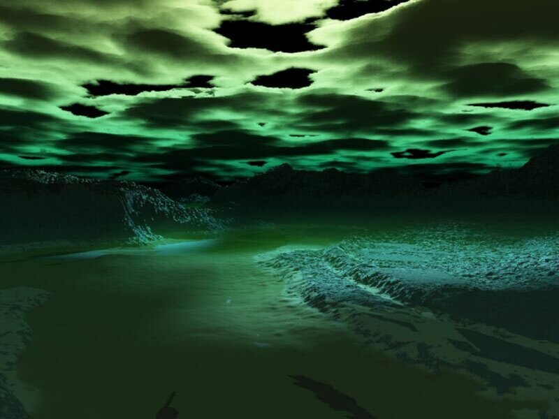 Green-lit Alien Landscape