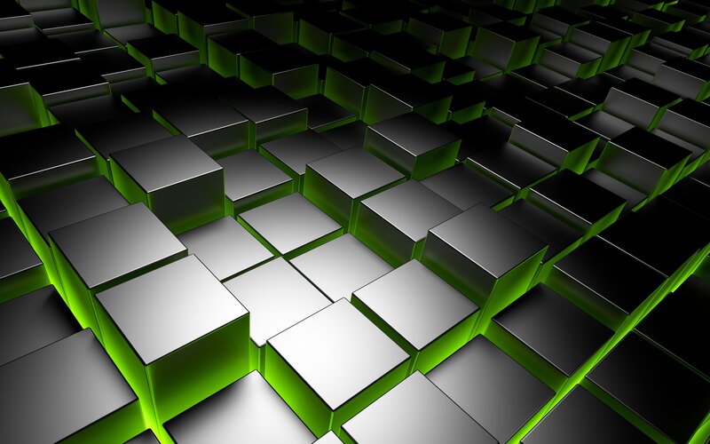 Green-lit Cubes — Black, Dark