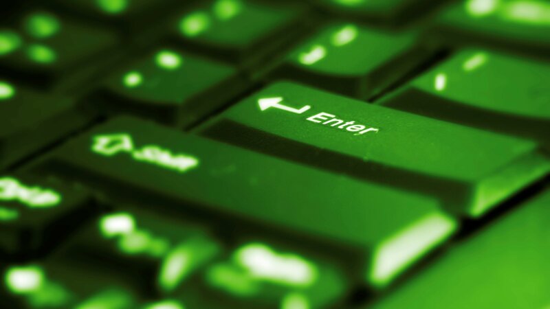 Green-lit Keyboard Keys