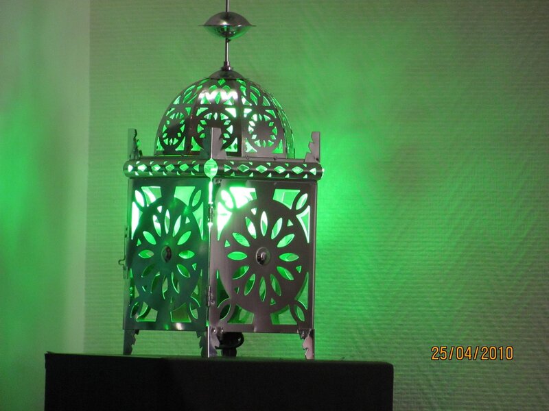 green-lit lantern display