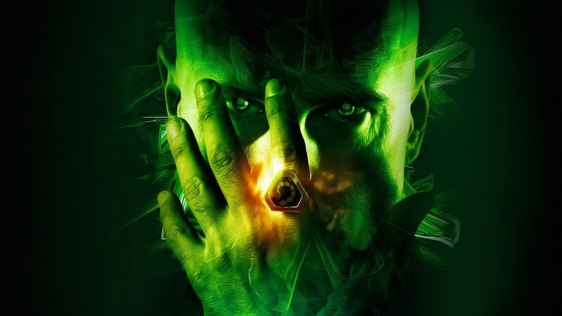 green-lit man with glowing hand