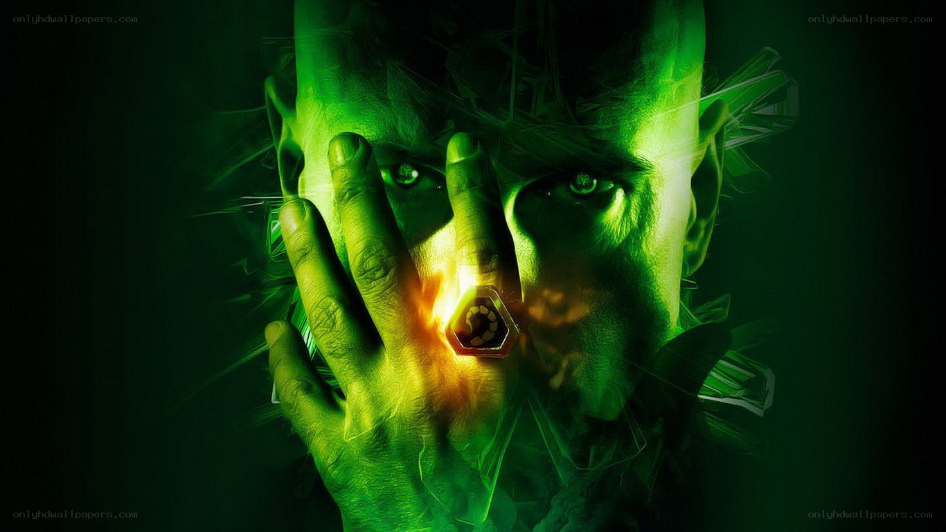 green-lit man with glowing hand