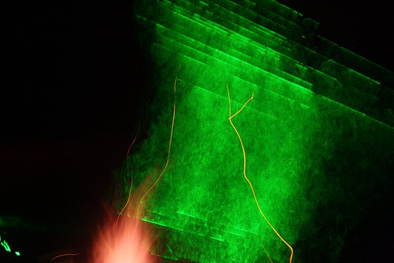 Green-lit Stone Structure
