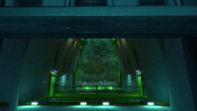 Green-lit Tunnel Entrance