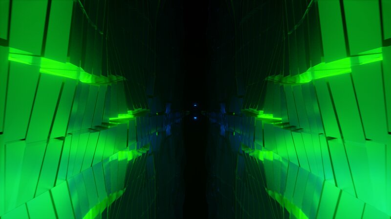 Green-lit Tunnel — Green, Dark, 3d Render