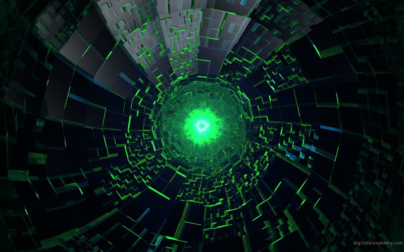 Green-lit Tunnel — Green, Futuristic