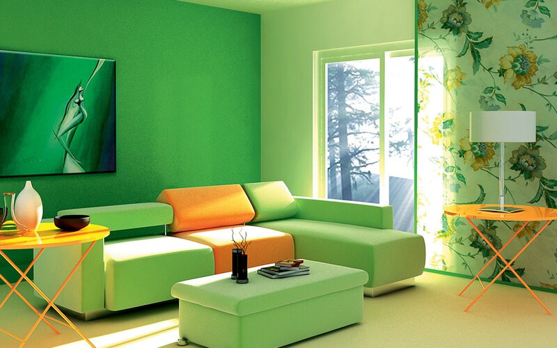 Green Living Room Interior