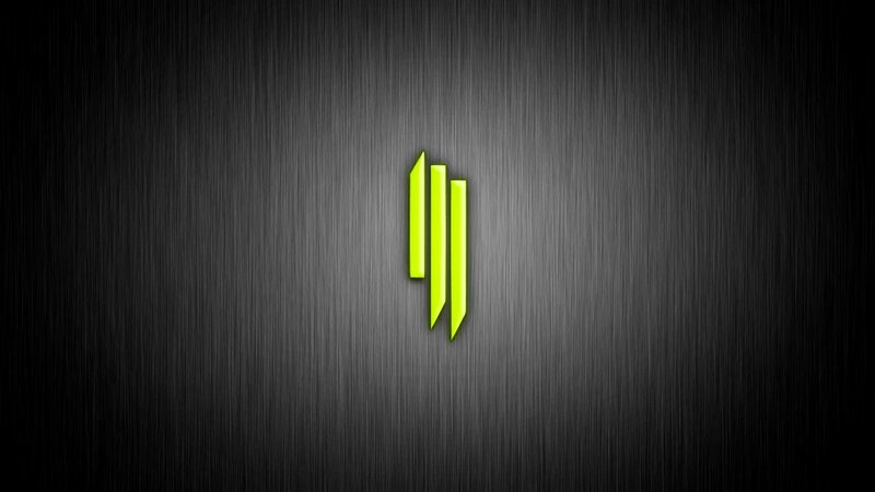 Green Logo on Metal — Black