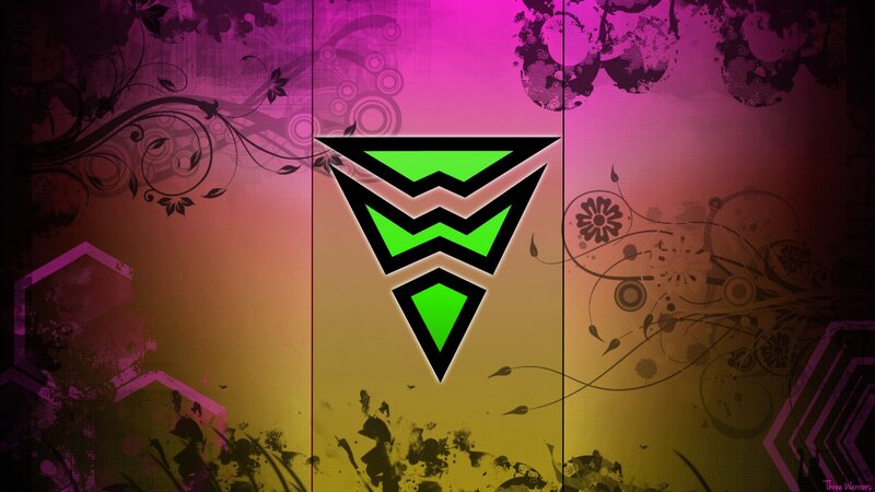 Green Logo on Patterned Background