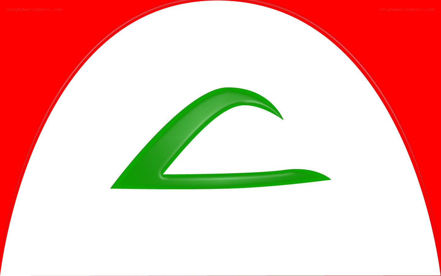 green logo on red and white background