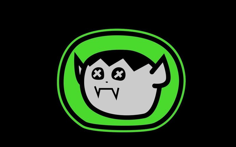 green logo with cartoon vampire