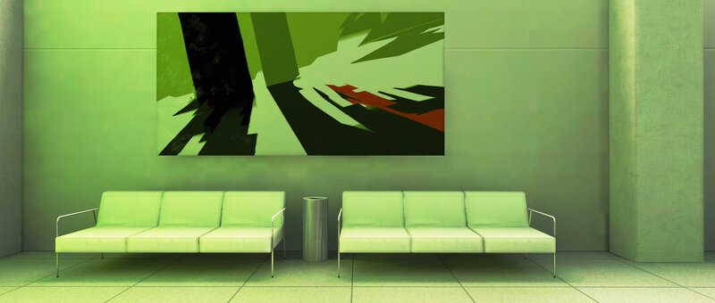 Green lounge with abstract art