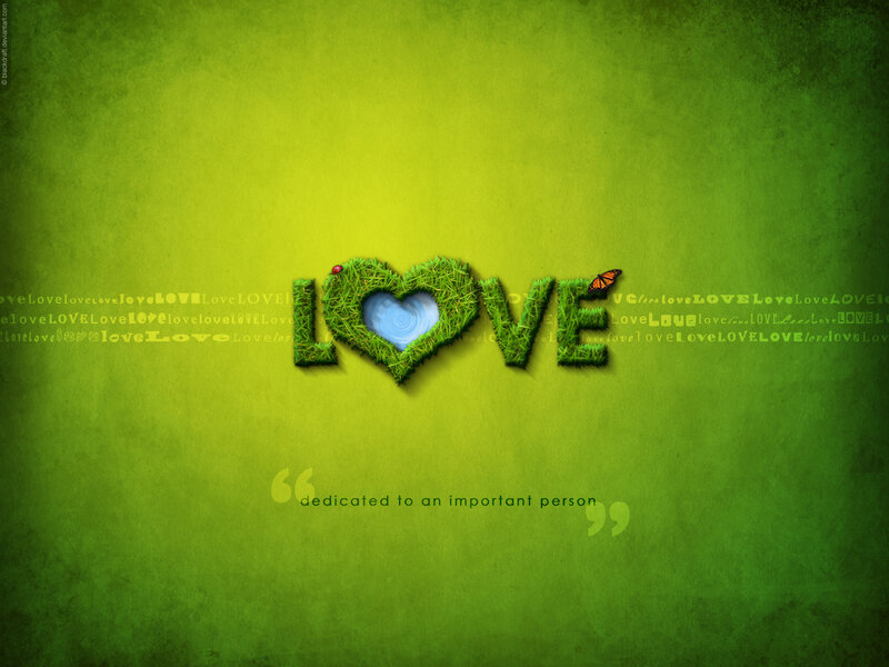green love word art