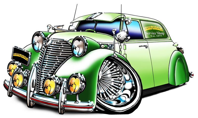 Green Lowrider Car — Vibrant