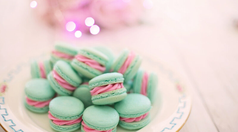 Green Macarons with Pink Filling