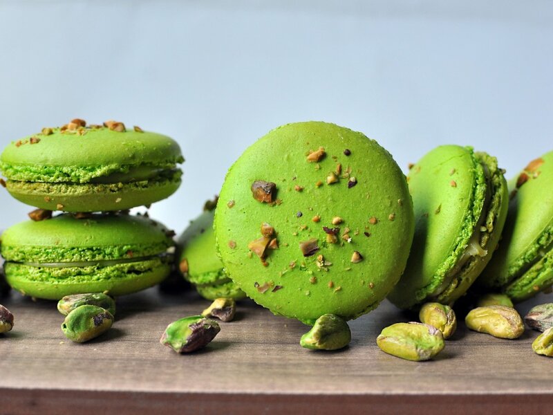 Green Macarons with Pistachios